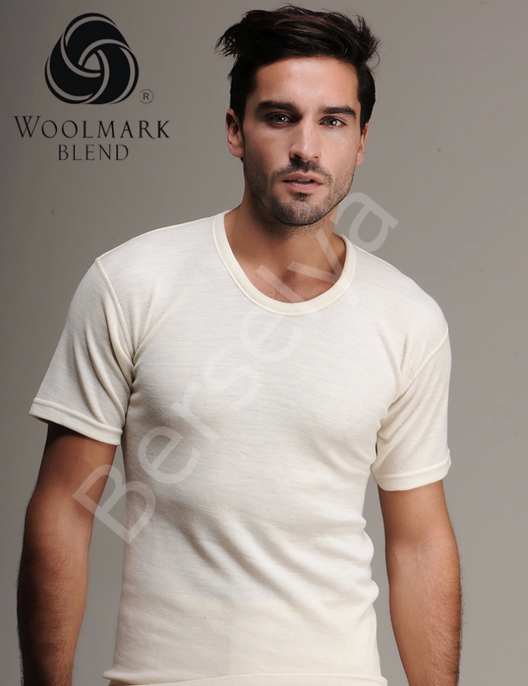 Hasyün 100 Erkek  Yün Fanila Kısa Kol