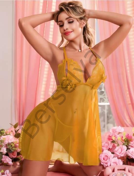 Gold Transparan Tül Fantezi Gecelik