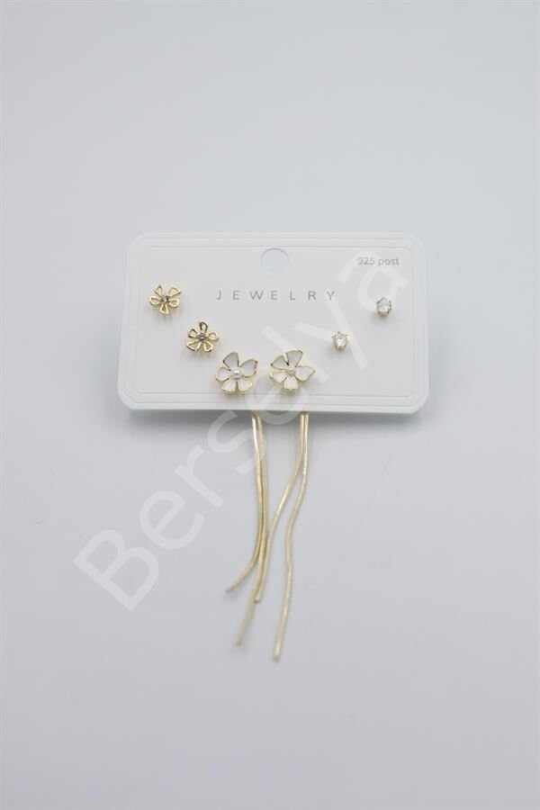 Çoklu Set Küpe - Altın