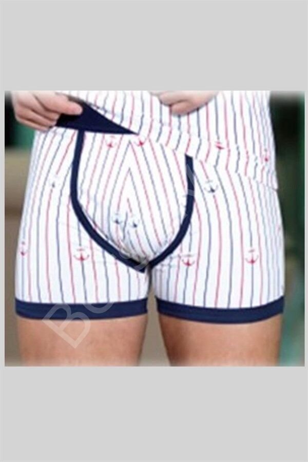 Berrak Çapa Ve Çizgi Baskı Erkek  Boxer 1107