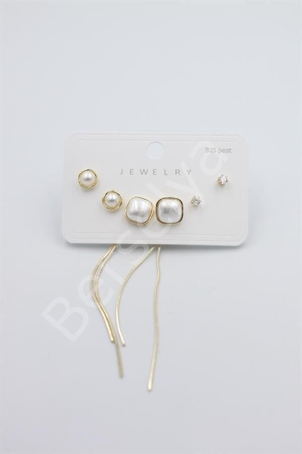 Çoklu Set Küpe - Altın