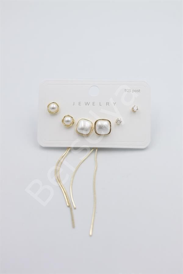 Çoklu Set Küpe - Altın