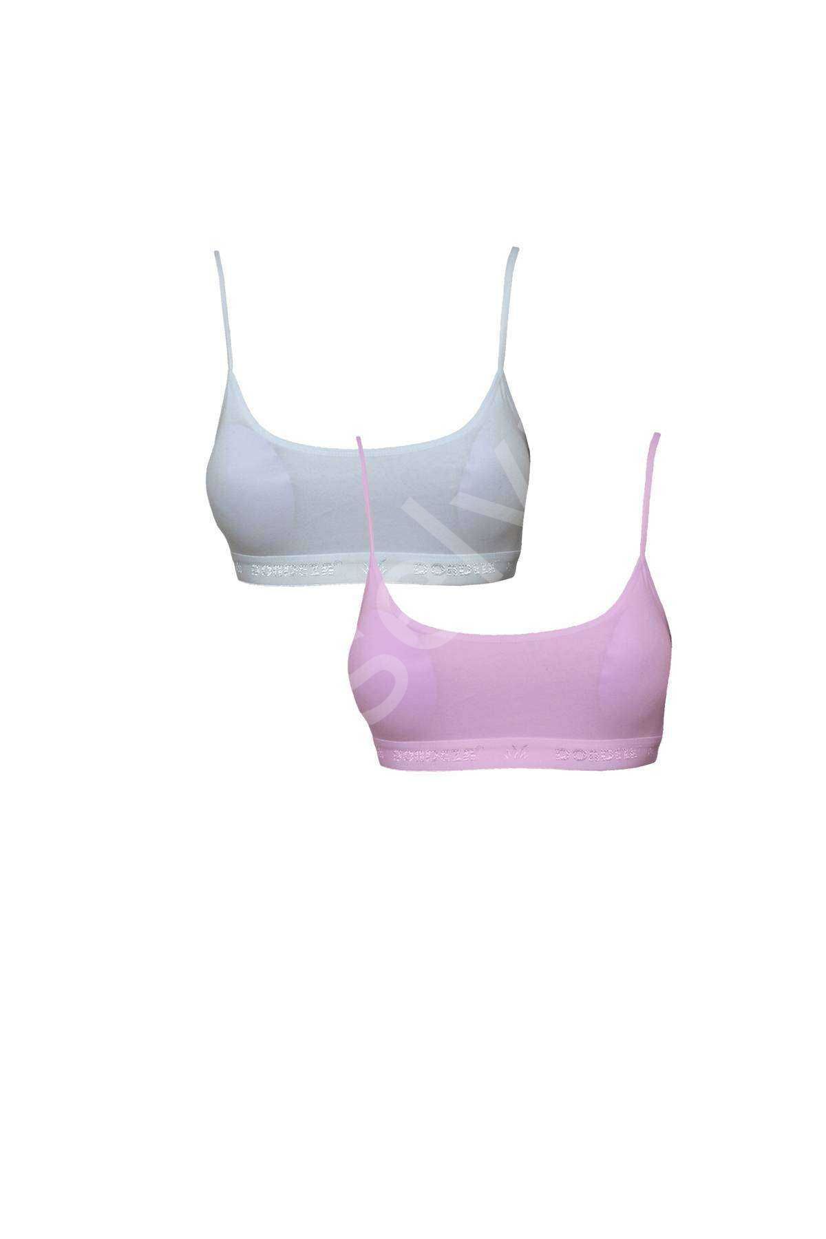 Pedli İp Askılı Beyaz Ve Pembe Büstiyer 2 Adet