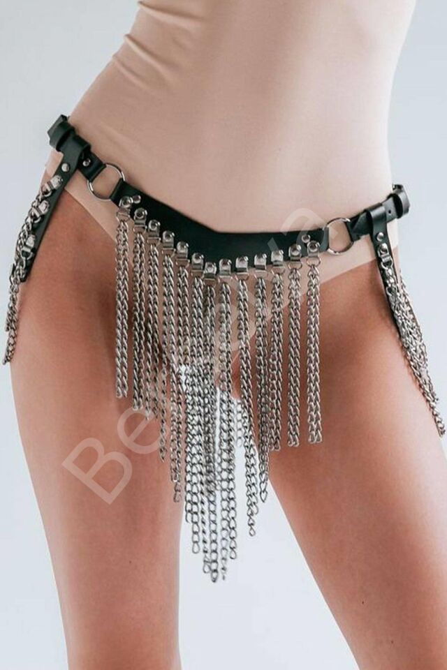 Belden Deri Üstüne Zincir Aksesuar Harness Alt 700473