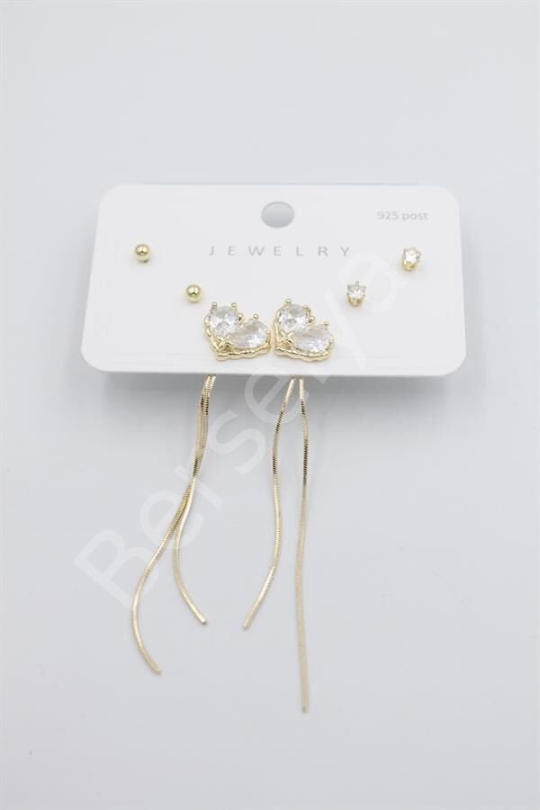 Çoklu Set Küpe - Altın