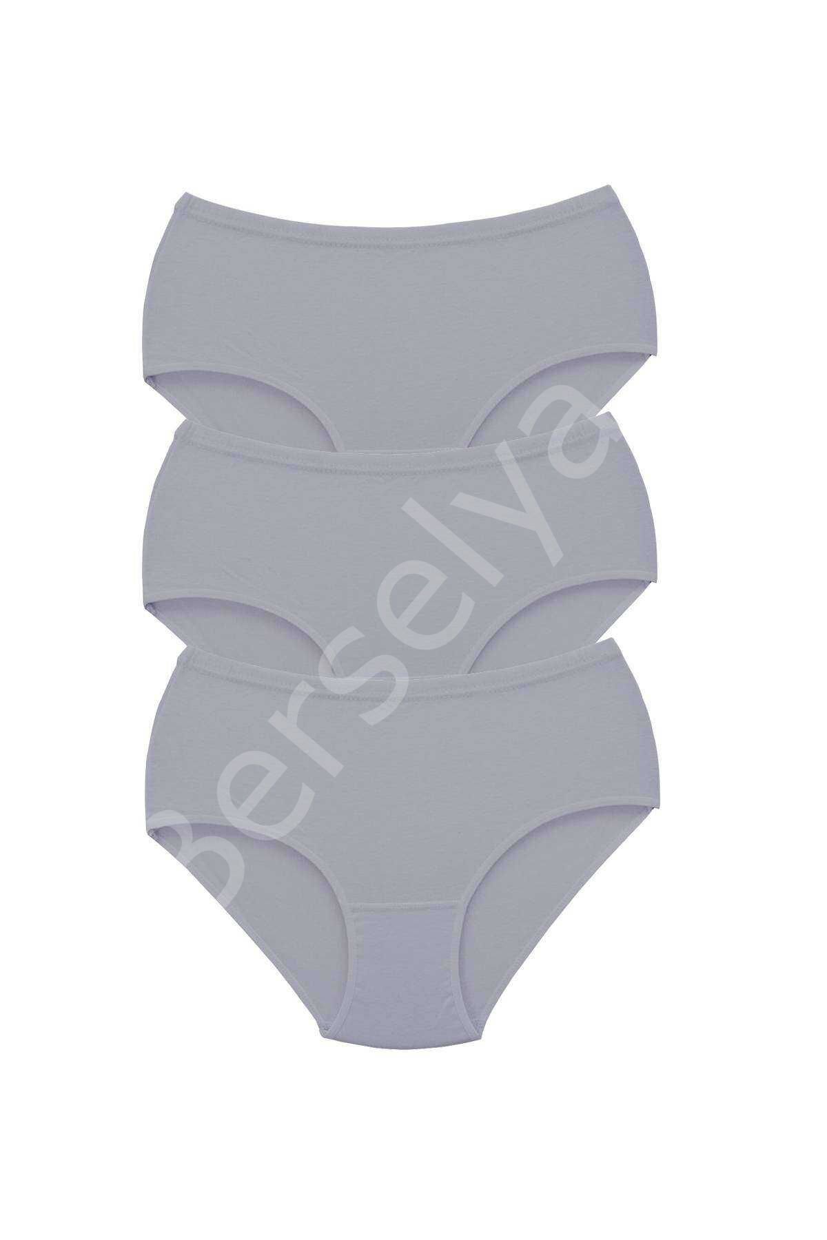 3 Adet Tutku Kadın Yüksek Bel Bato Kalın Lastik Külot Gri