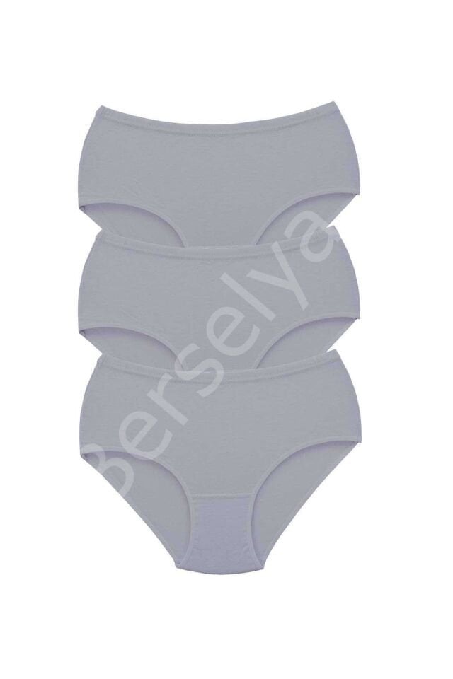 3 Adet Tutku Kadın Yüksek Bel Bato Kalın Lastik Külot Gri