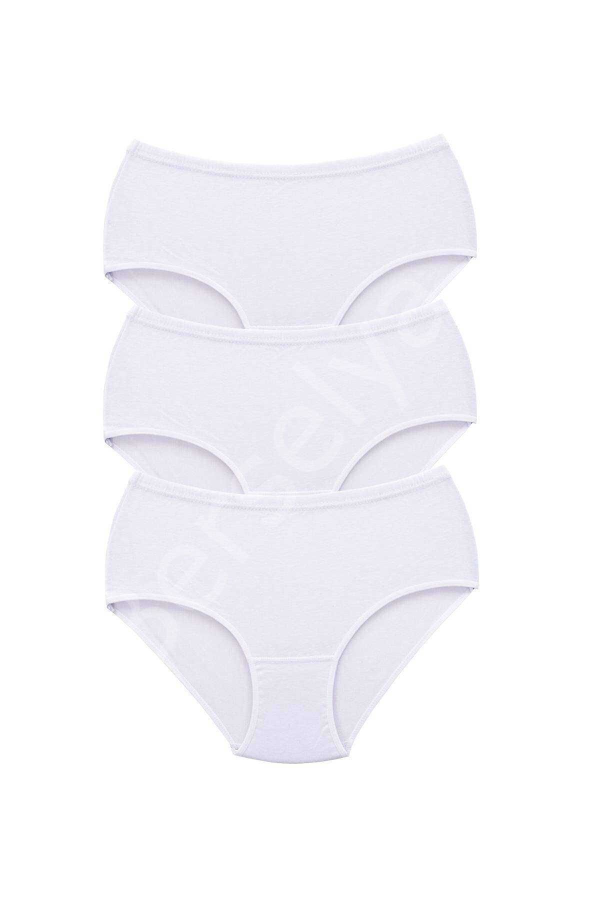 3 Adet Tutku Kadın Yüksek Bel Bato Kalın Lastik Külot Beyaz