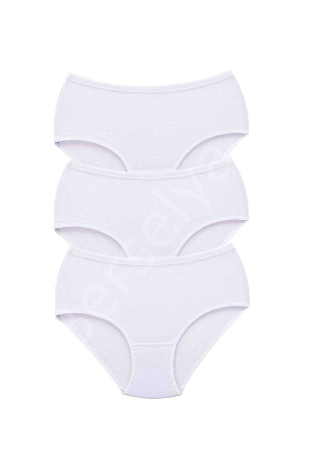 3 Adet Tutku Kadın Yüksek Bel Bato Kalın Lastik Külot Beyaz
