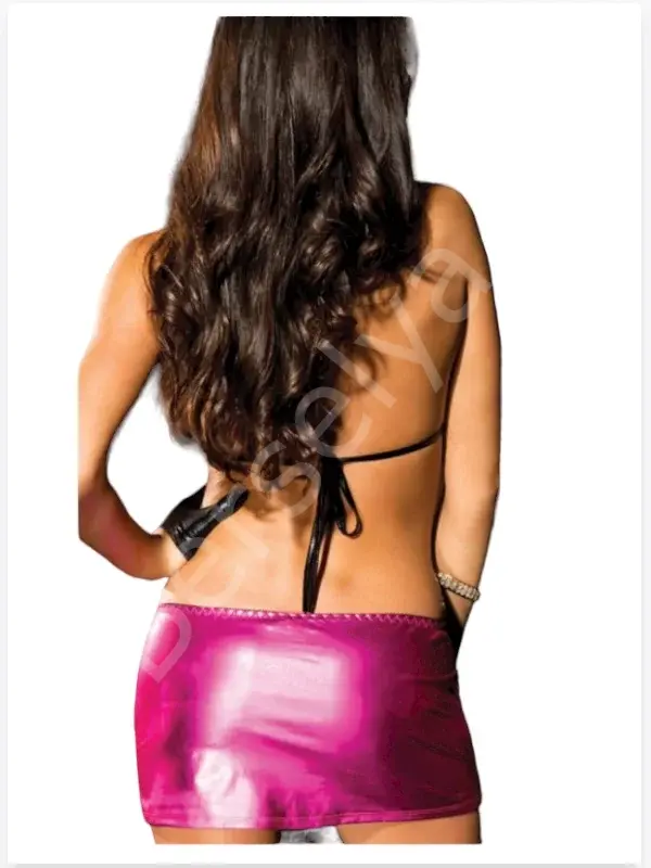 Fantezi Arkası Açık Seksi Pembe Elbise