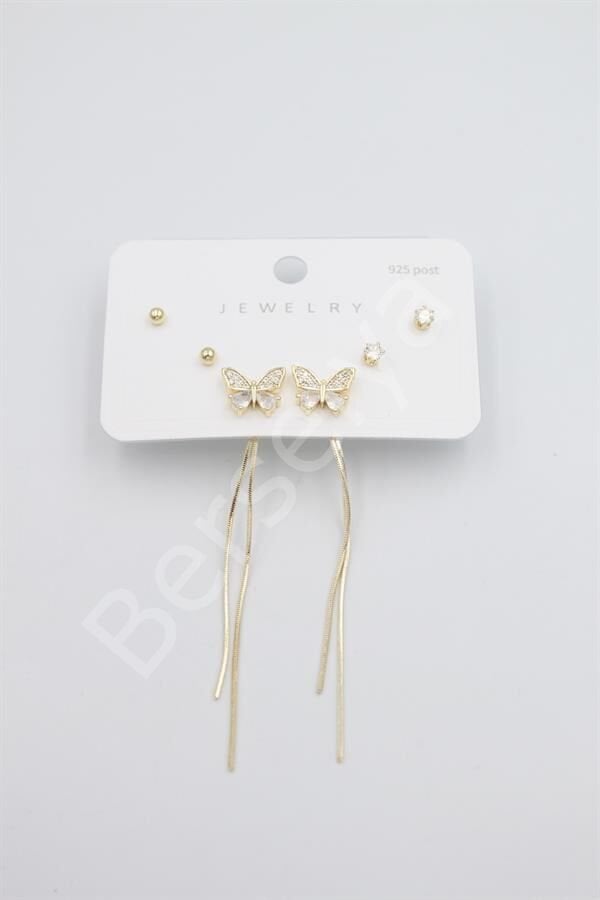 Çoklu Set Küpe - Altın