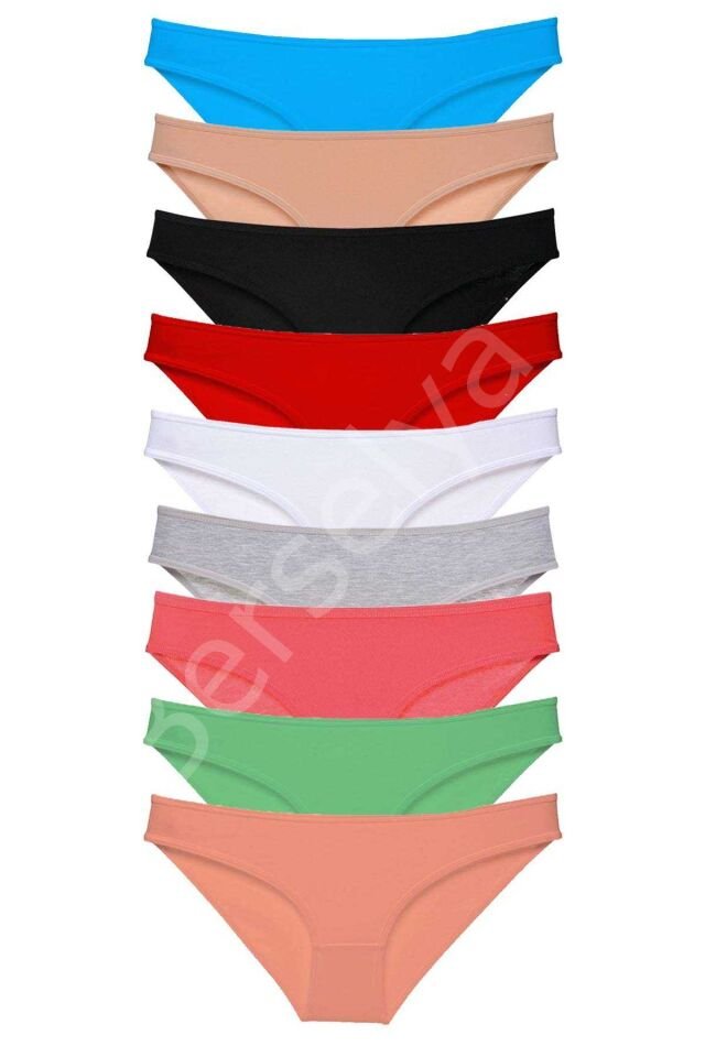 9 adet Süper Eko Set Likralı Kadın Slip Külot Tüm Renkler S