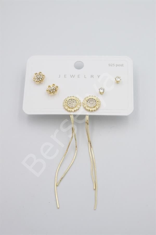 Çoklu Set Küpe - Altın