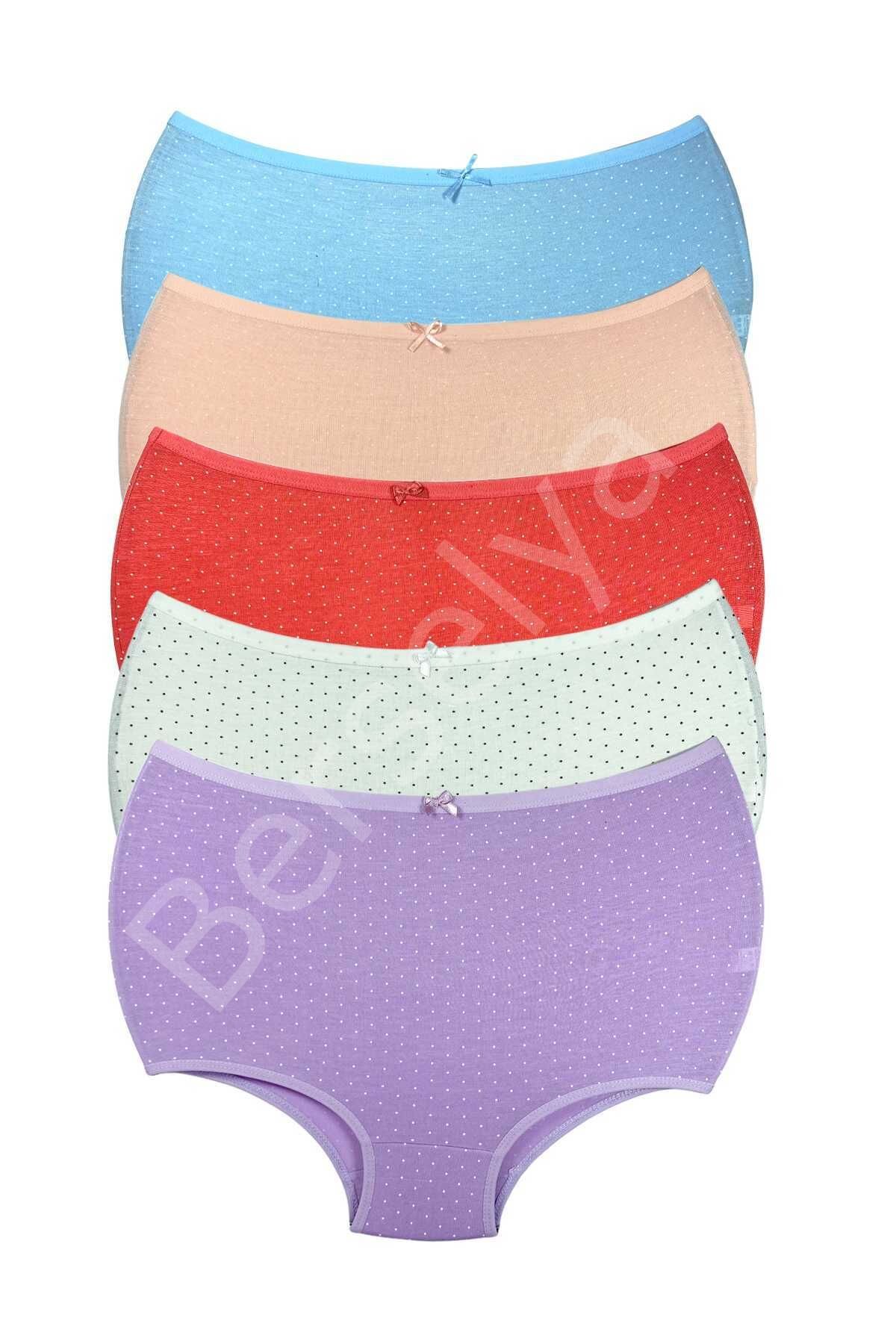 5 Adet Puantiyeli Kadın Toparlayıcı Yüksek Bel Bato Külot