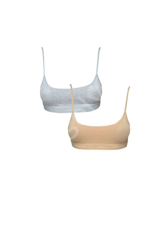 Pedli İp Askılı Gri Ve Ten Rengi Büstiyer 2 Adet