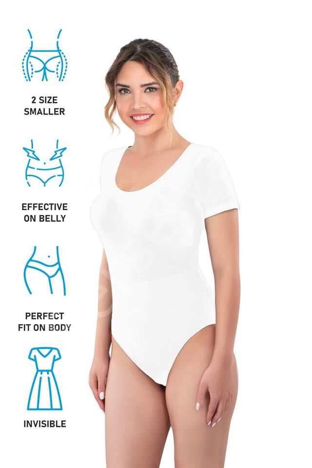 Beyaz Emay 1926 Soft Yarım Kollu Body