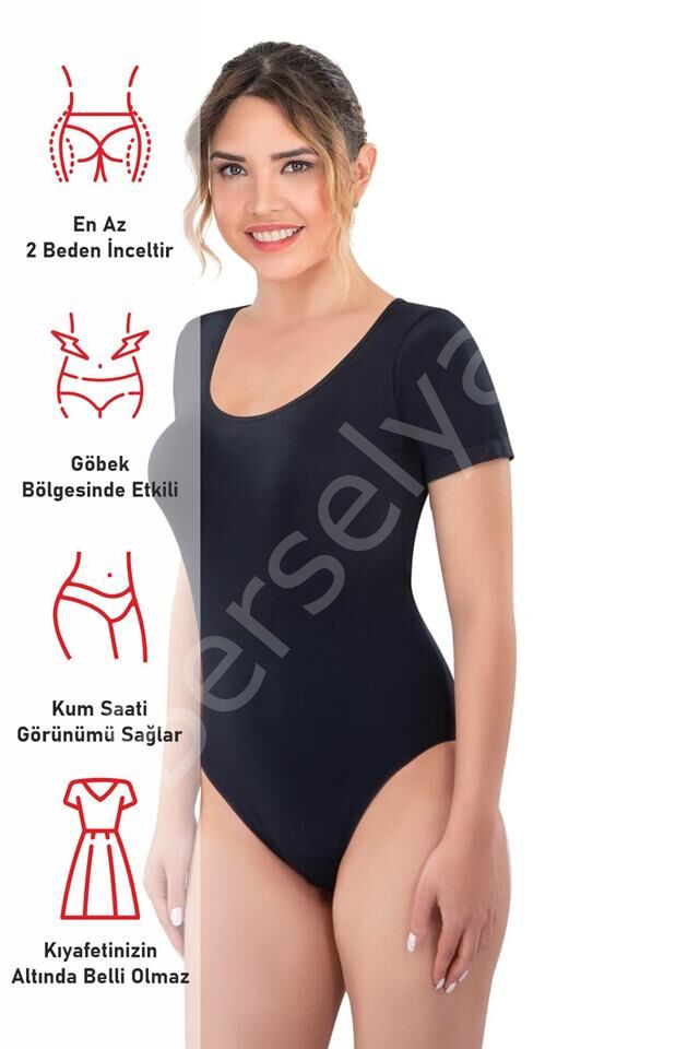 Siyah Emay 1926 Soft Yarım Kollu Body