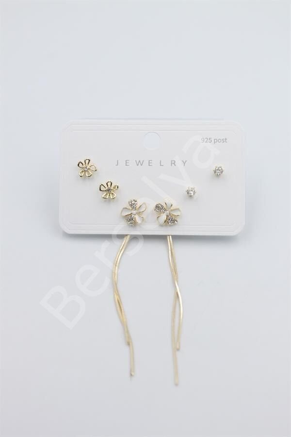 Çoklu Set Küpe - Altın