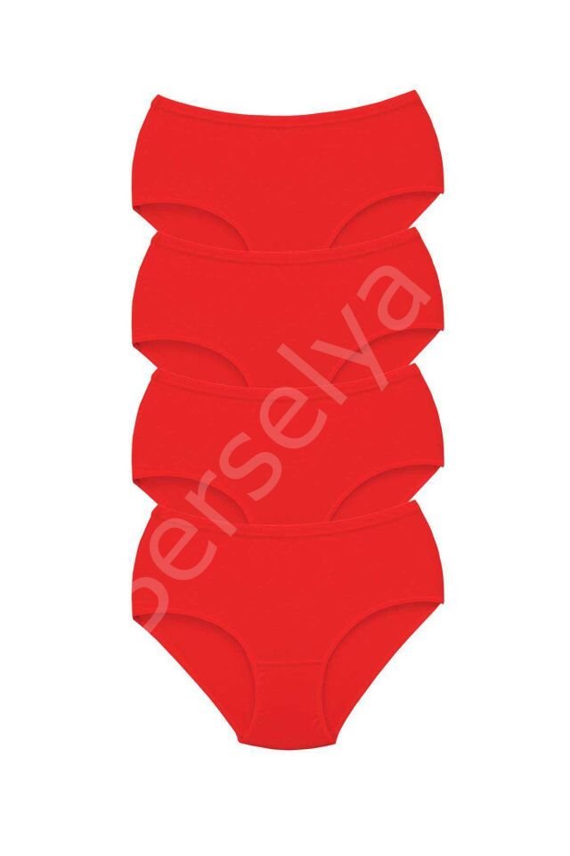 4 Adet Tutku Kadın Yüksek Bel Bato Kalın Lastik Külot Kırmızı