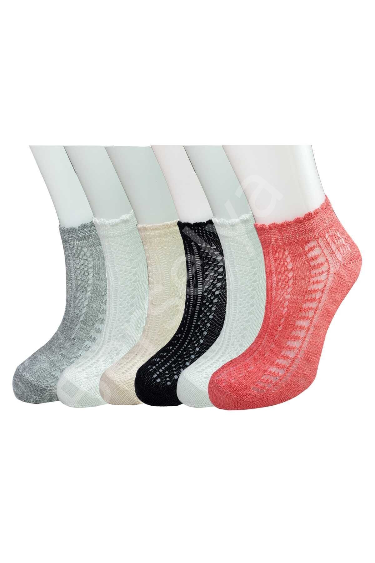 6 Adet Örgü İşlemeli Kadın Fantezi Bilek Çorap