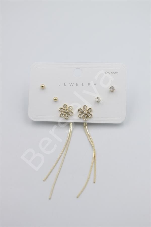 Çoklu Set Küpe - Altın