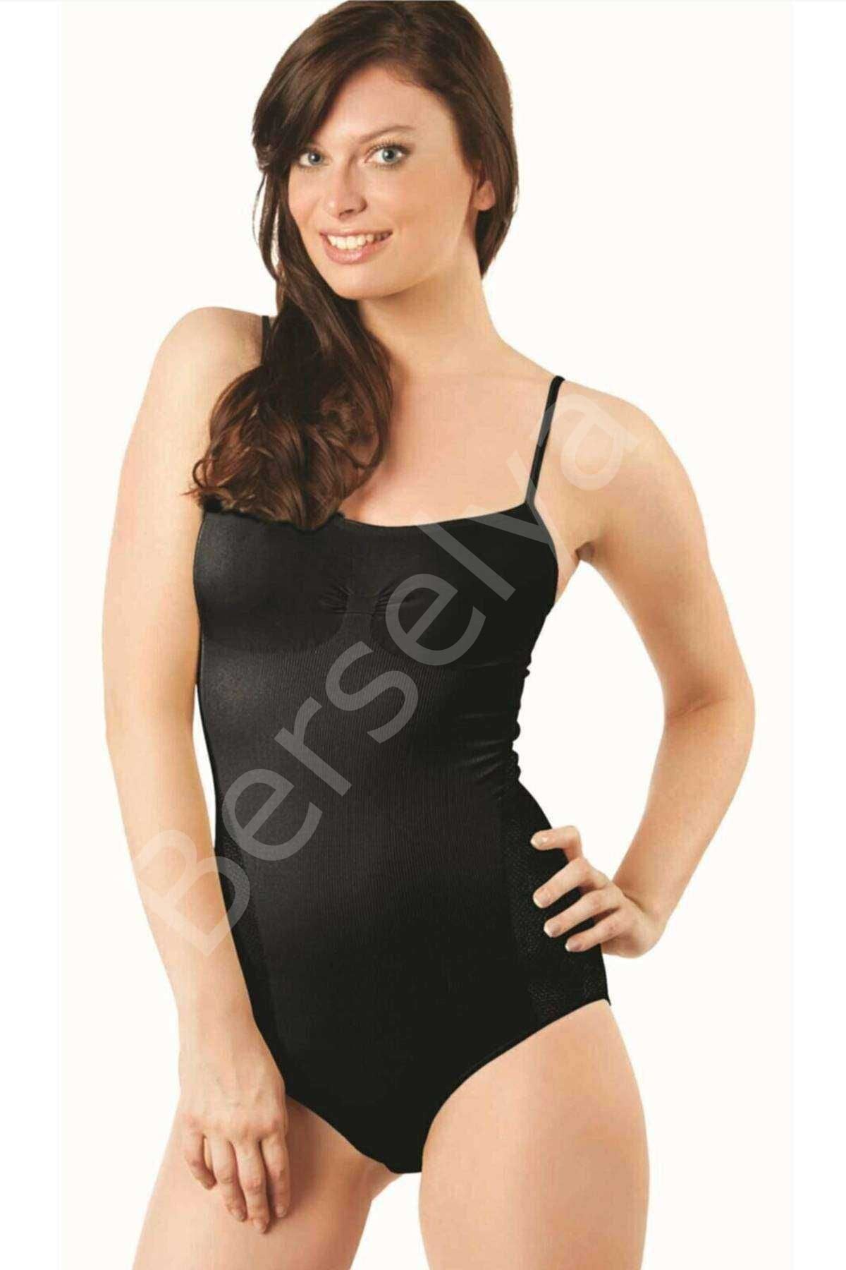 Elit Life İp Askılı Slip Dikişsiz Body Siyah Korse 876 S-M