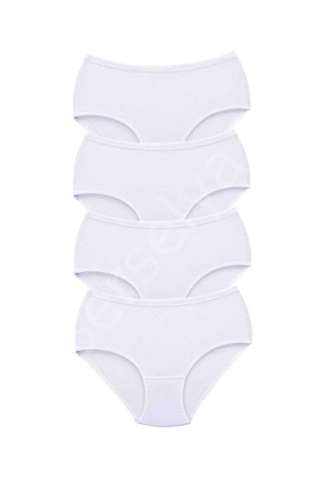 4 Adet Tutku Kadın Yüksek Bel Bato Kalın Lastik Külot Beyaz