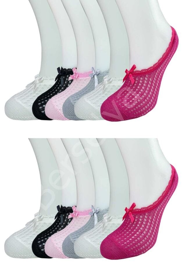 12 Adet Fiyonklu File Kadın Babet Çorap