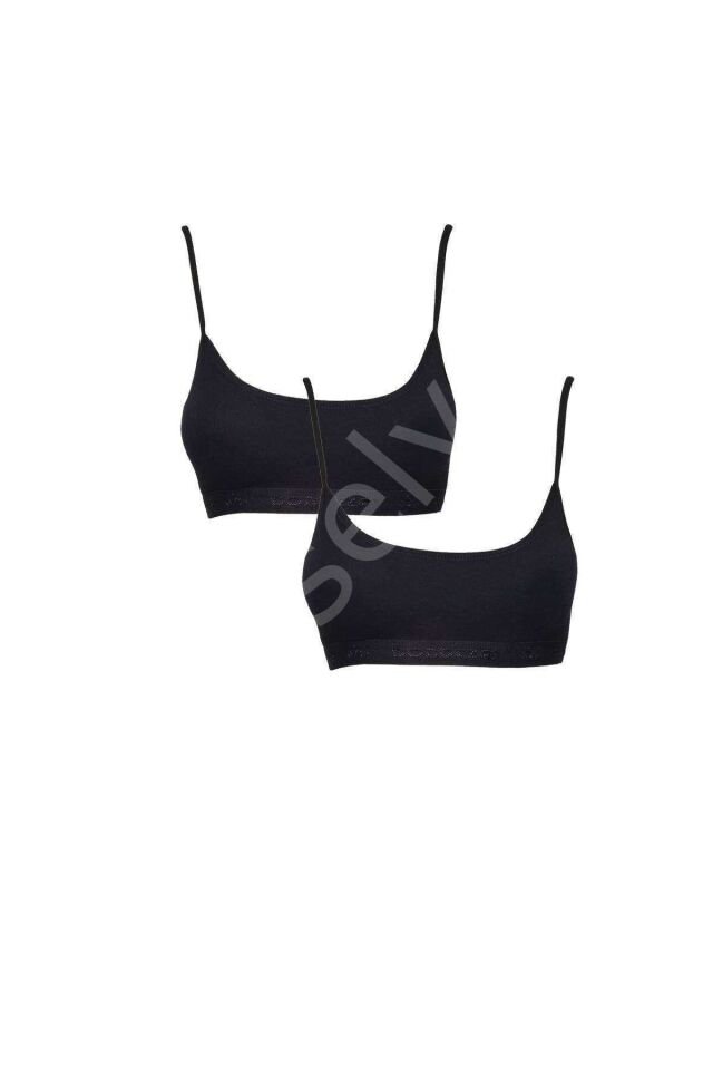 Pedli İp Askılı Siyah Büstiyer 2 Adet