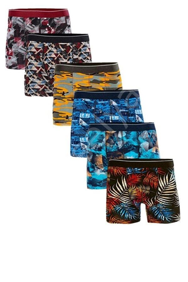 Işıl Erkek  Likralı Boxer Desenli 6 Adet