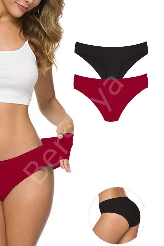 2 Adet Kadın Dikişsiz Lazer Kesim Esnek İz yapmayan Külot S4 L-XL
