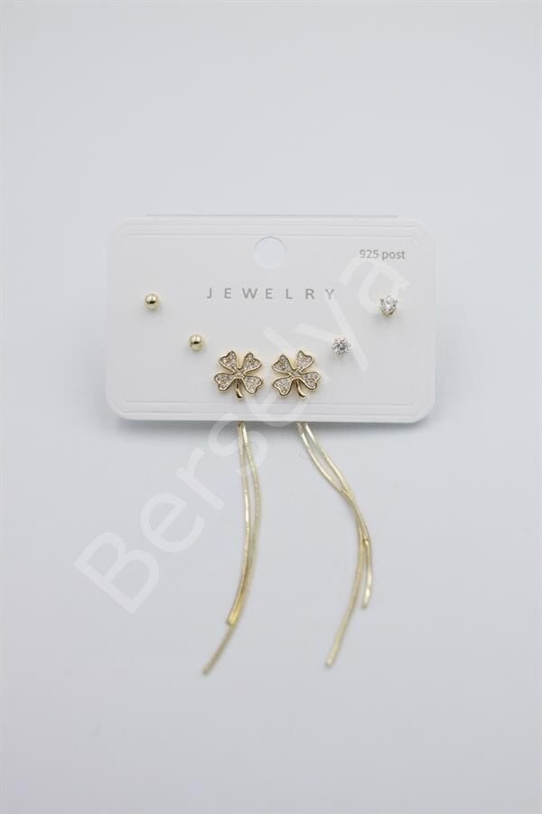 Çoklu Set Küpe - Altın