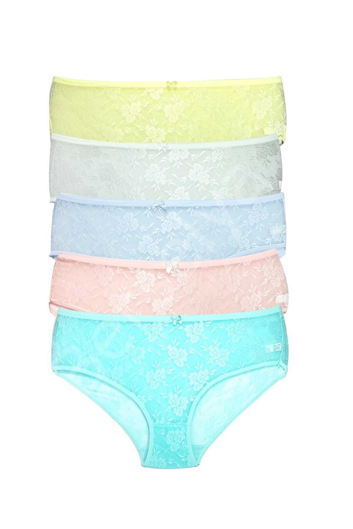 5 Adet Kadın Komple Tül Dantel Bato Külot