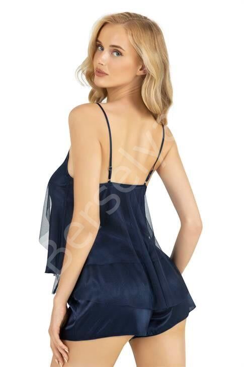 Lacivert Saten Şort Takımı