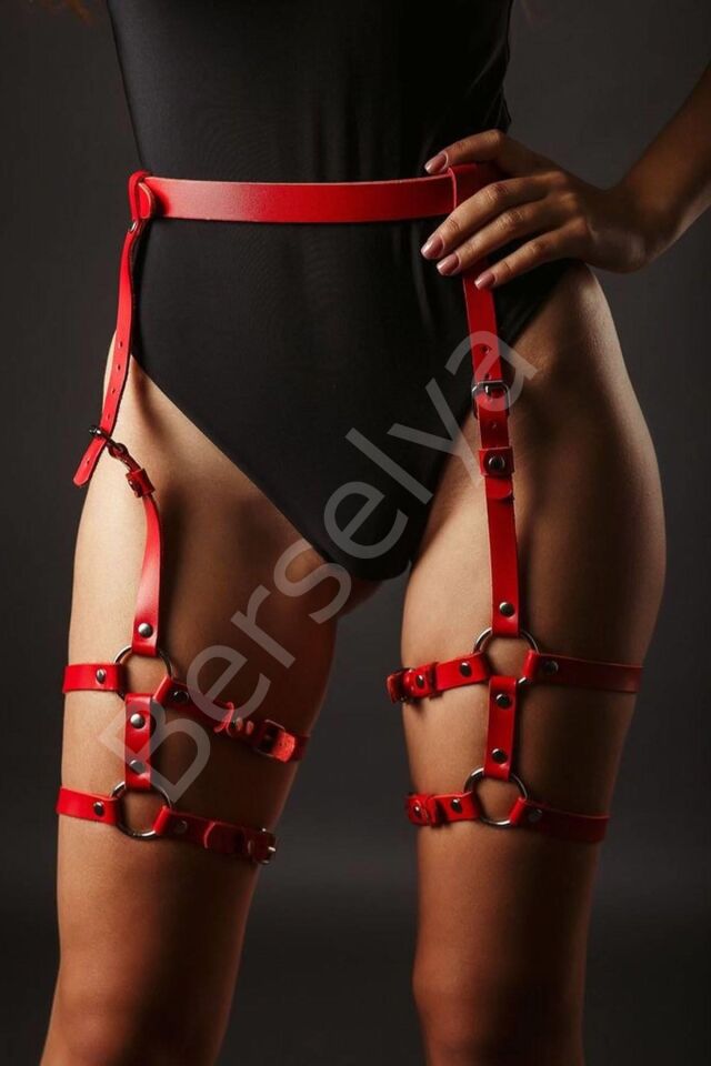 Kırmızı Deri Sexi Jartiyer Aksesuar 0225