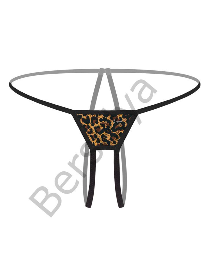 Özel Bölgesi Açık Leopar Desenli Fantezi G String