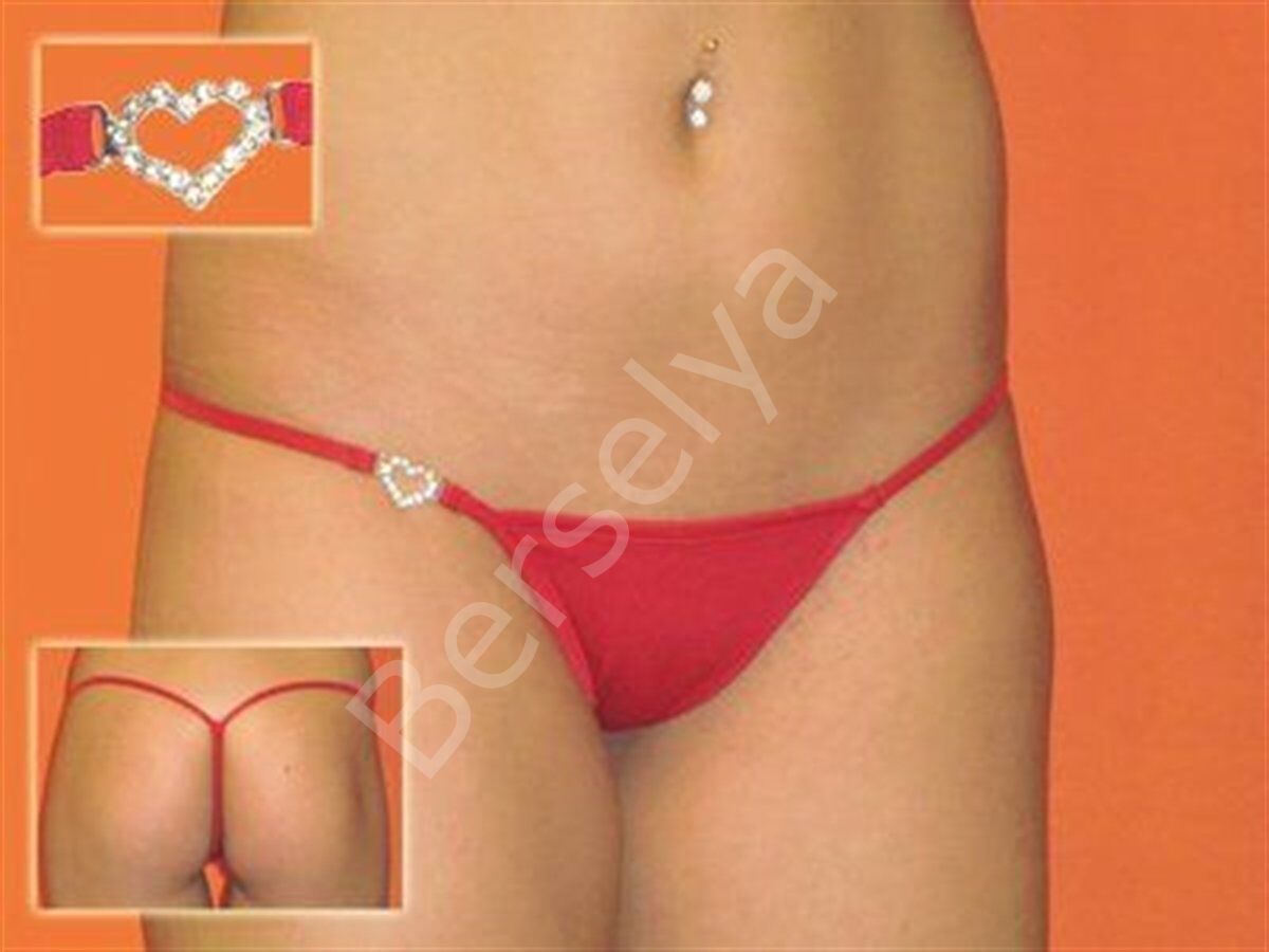 Terry Pau  Dh040901-red Gümüş Kalp Ve Taşlı Seksi Tanga