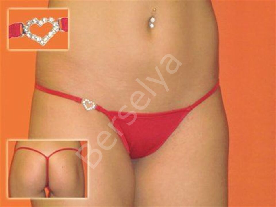 Terry Pau  Dh040901-red Gümüş Kalp Ve Taşlı Seksi Tanga