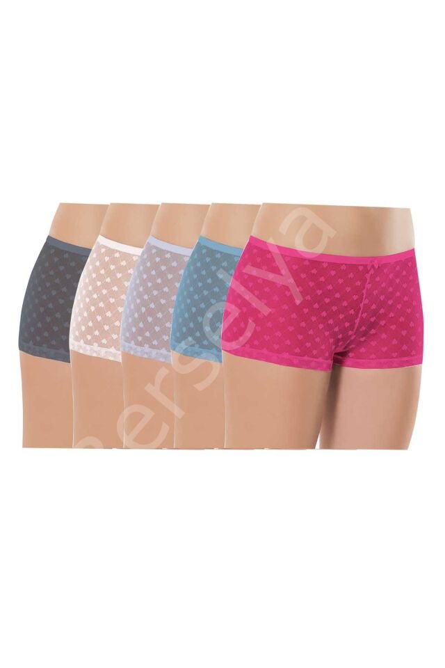 5 Adet Kadın Komple Tül Dantel Boxer Külot