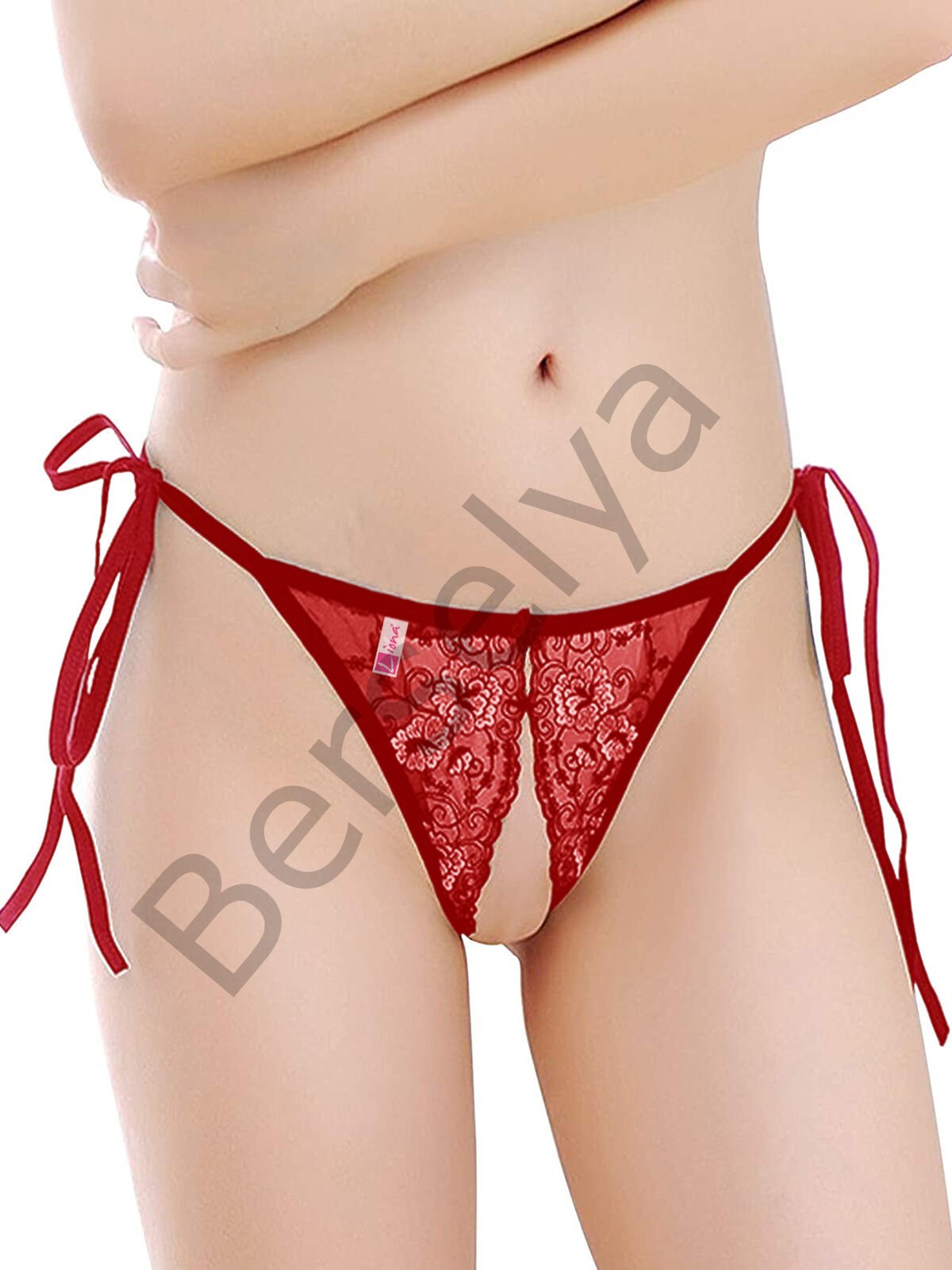 Özel Bölgesi Açık Bağcıklı Kırmızı Fantezi String