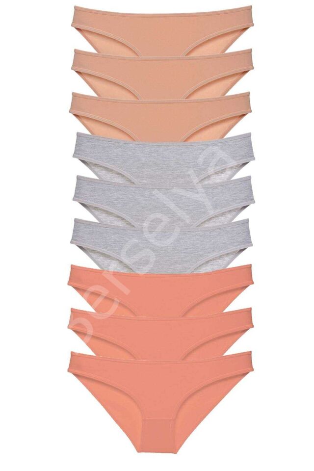 9 Adet Süper Eko Set Likralı Kadın Slip Külot Ten Gri Pudra