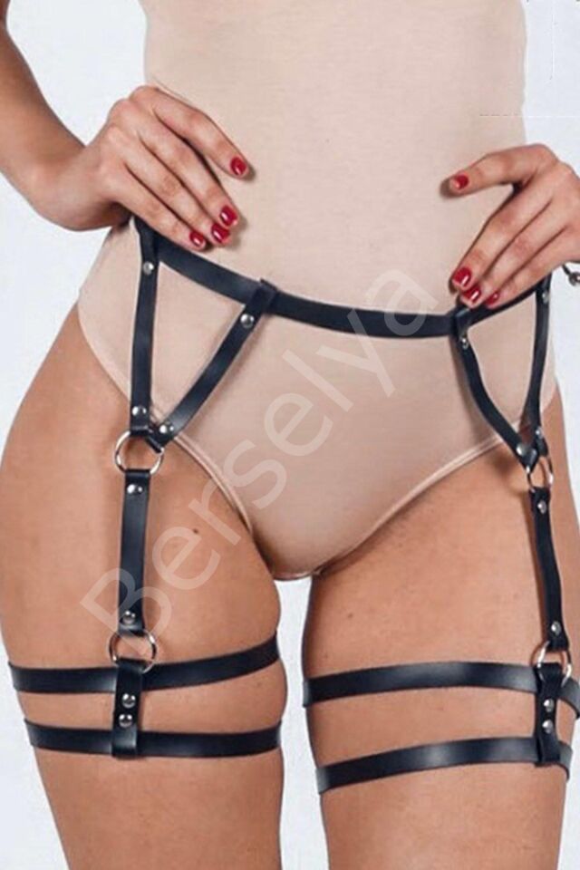 Bacak Kısmında Çift Deri Şeritli Harness Jartiyer  047