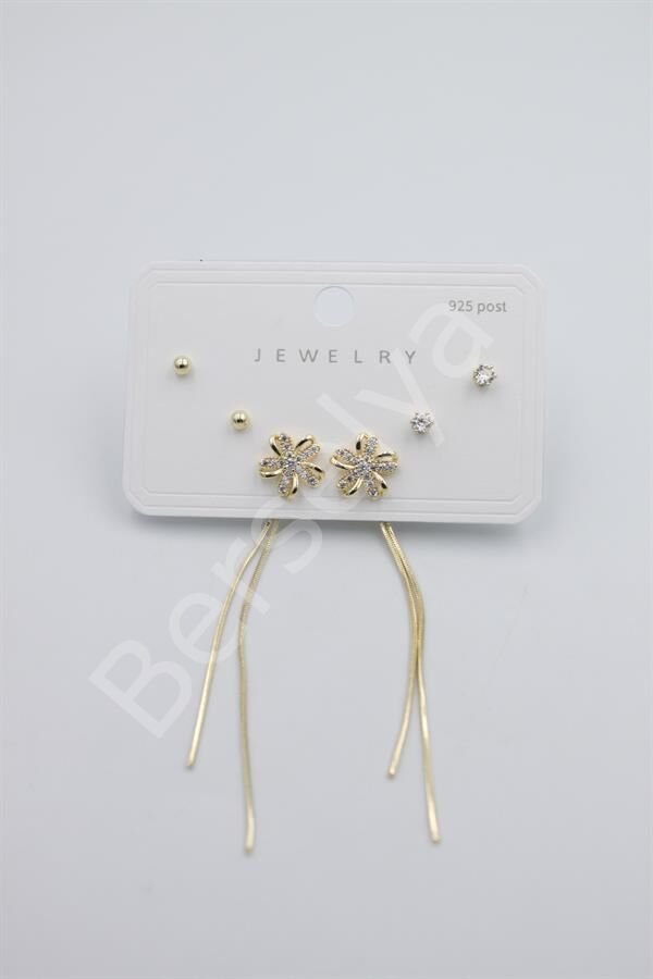 Çoklu Set Küpe - Altın