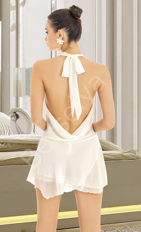 Beyaz Sırt Ve Göğüs Dekolteli Fantezi Mini Elbise