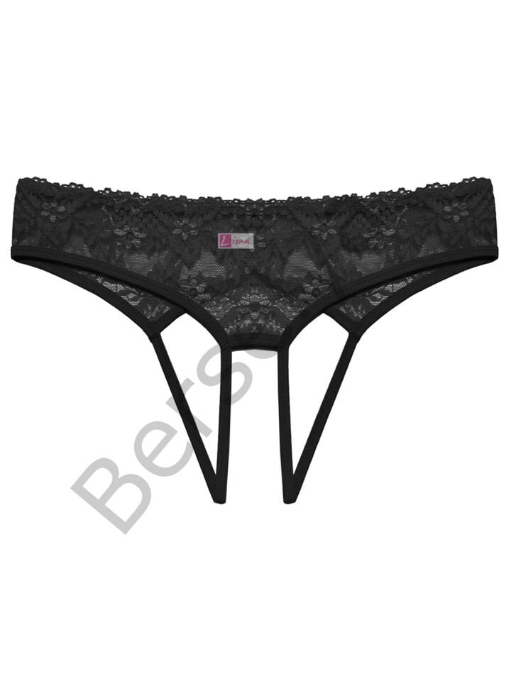 Özel Bölgesi Açık Kadın Siyah Fantazi Külot