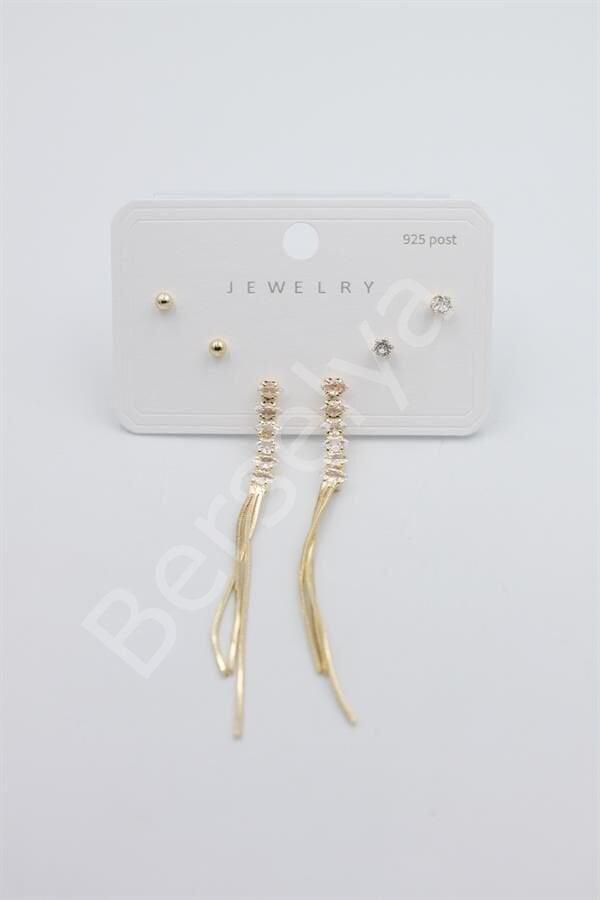 Çoklu Set Küpe - Altın