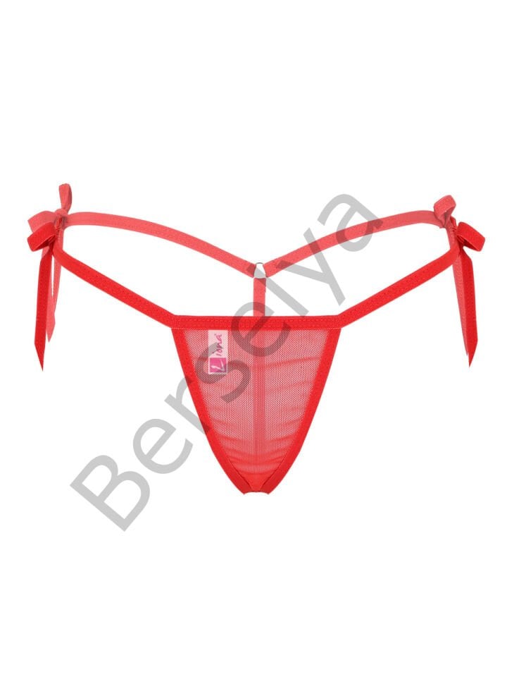 Bağcıklı Transparan Kadın Kırmızı İç Çamaşırı