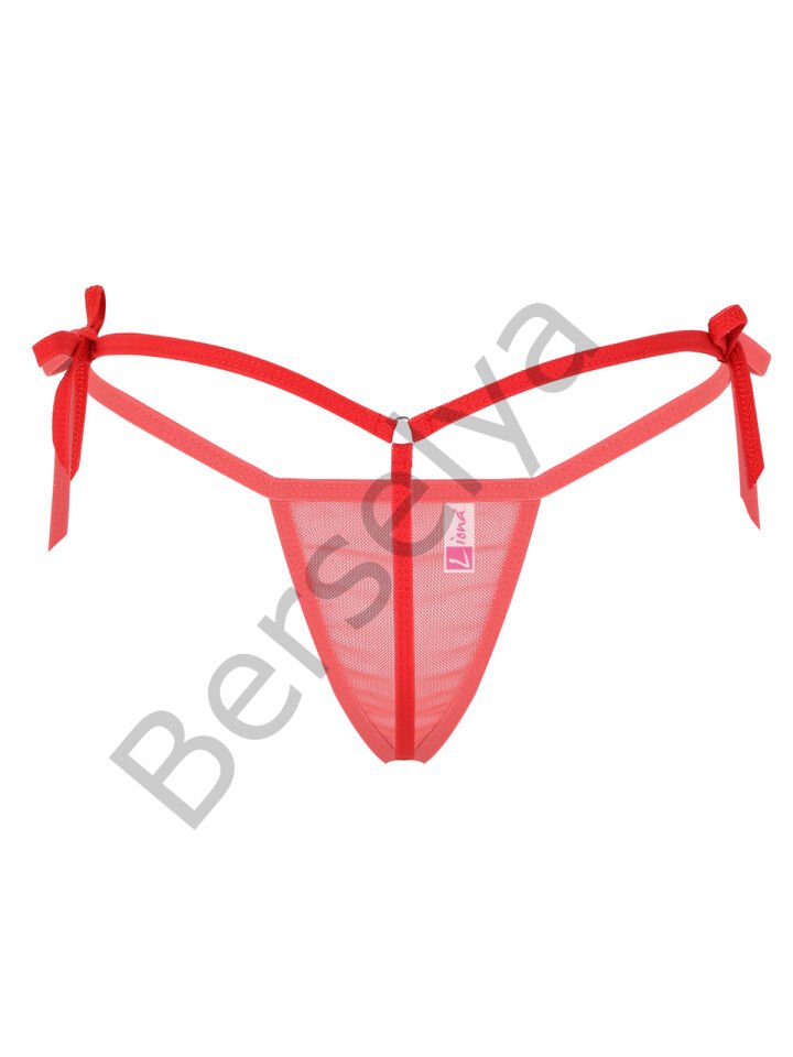 Bağcıklı Transparan Kadın Kırmızı İç Çamaşırı