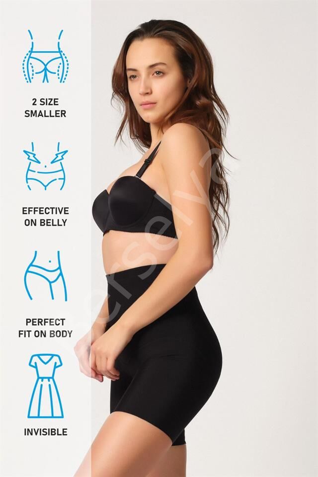 Siyah Emay 2816 Yüksek Bel Boxer Lazer Korse