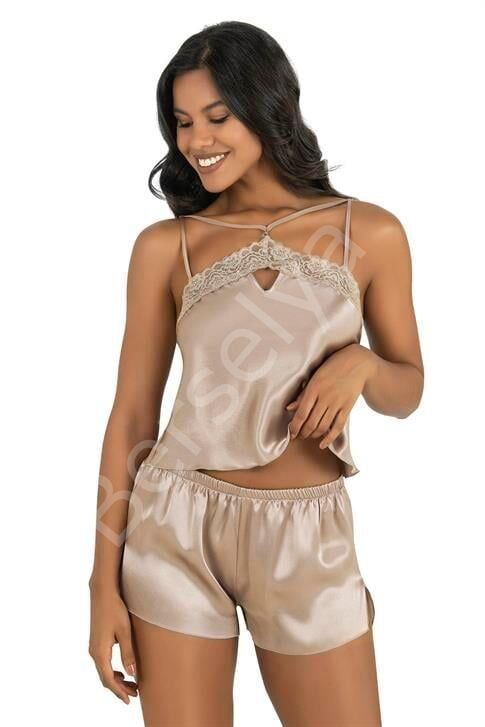 Taş Saten Şort Takımı